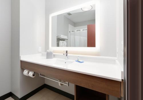 a bathroom with a sink and a mirror at Holiday Inn Express & Suites - Denton North by IHG in Denton