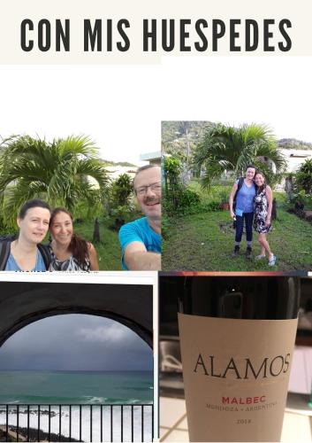 a collage of photos of people and a palm tree at Gavidias Guest House in San Lorenzo