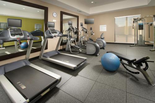 a gym with treadmills and exercise equipment in a room at Holiday Inn Express Hotel & Suites Waco South by IHG in Waco