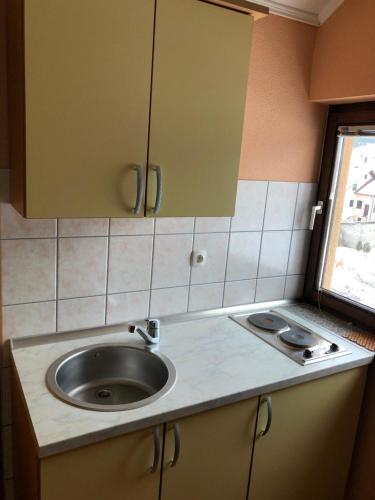 een keuken met een spoelbak en een aanrecht bij Apartmani Turalija in Kupres