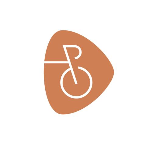 a letter b in a brown circle with a music note at Les2sources Bike-B&B in Rochefort