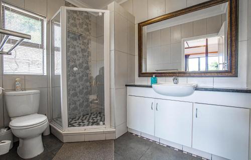 a bathroom with a toilet and a sink and a shower at Turnberry House T16 - Selborne Golf Estate in Pennington