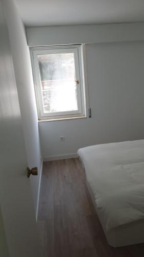 1 dormitorio con cama y ventana en Apartamento estacion de esqui la pinilla, en La Pinilla