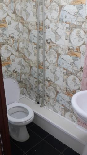 łazienka z toaletą i umywalką w obiekcie Гостевой дом Сафар, номера с отдельным входом w mieście Kapszagaj