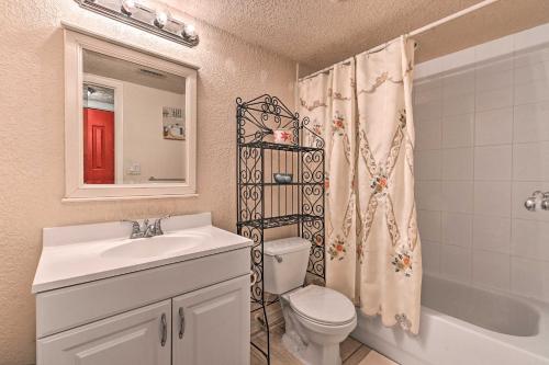 a bathroom with a sink and a toilet and a shower at Central Florida Escape on 5 Acres with Grill and Pool! in Paisley
