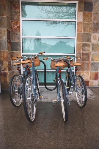 two bikes parked in front of a window at River's Edge Hotel Portland, Tapestry Collection by Hilton in Portland