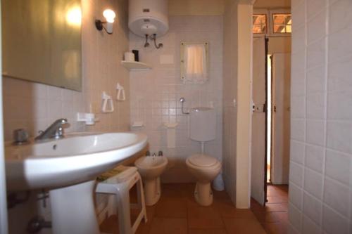 a bathroom with a sink and a toilet at LA TORRETTA in Campiglia Marittima