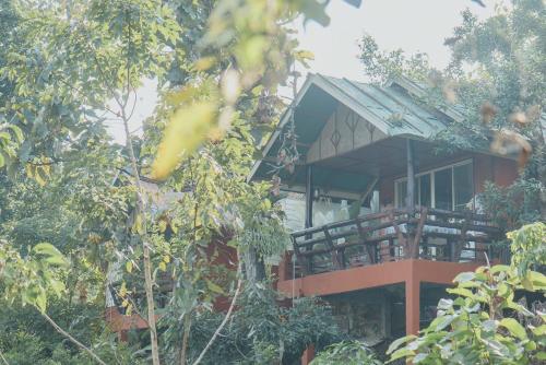 a building in the middle of some trees at Baansuan Chomchun in Amphoe Mae Taeng