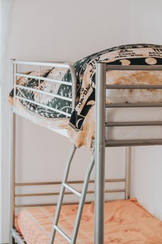 a bunk bed with a mattress on top of it at Ferienwohnung Stern-Schürz in Obertrum am See