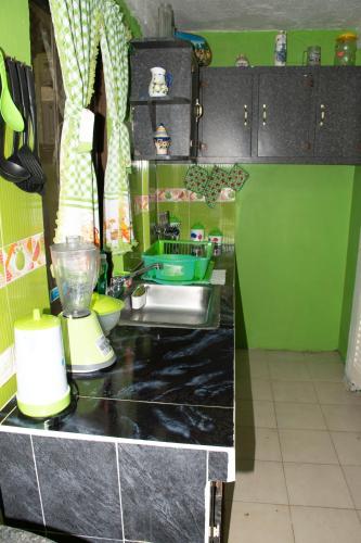 a kitchen with a sink and a counter top at Posada Sweet Anashly in Providencia