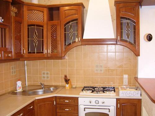 a kitchen with a sink and a stove top oven at Park Apartment in Lviv
