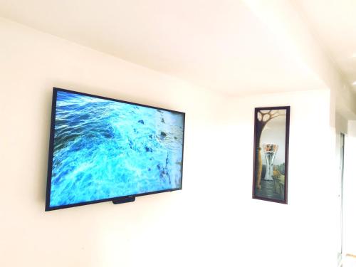 Televízia a/alebo spoločenská miestnosť v ubytovaní Tena Apartment