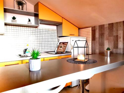 een keuken met een aanrecht met een fornuis top oven bij Tena Apartment in Zadar
