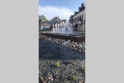 una fontana in mezzo a una strada di le nid de Mymy a Nuits-Saint-Georges
