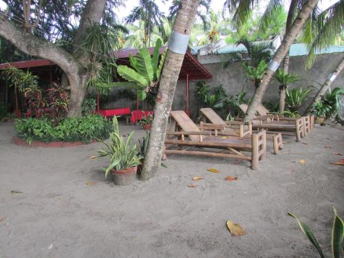 ein Resort mit einem Haufen Stühle und Palmen in der Unterkunft Felipa Beach Residence - Jasmine in Dumaguete
