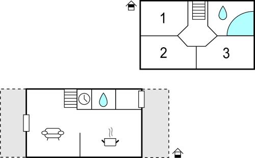 a diagram of a bathroom with the diagrams plotted at Three-Bedroom Holiday Home In Assens in Assens