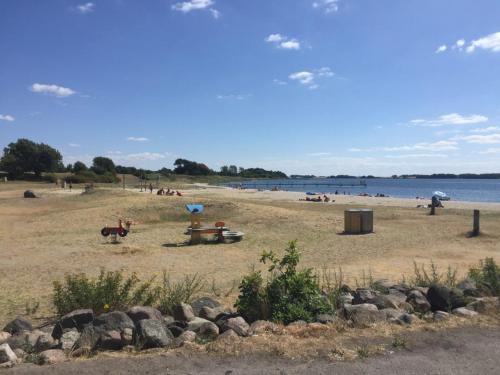 a beach with a horse and people on it at Fasanvej 3 Stort værelse in Middelfart
