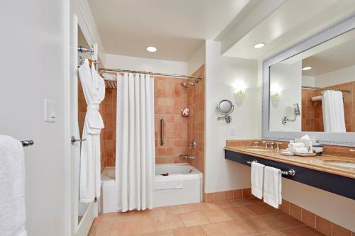 a bathroom with a tub and a shower and a sink at Universal's Loews Portofino Bay Hotel in Orlando
