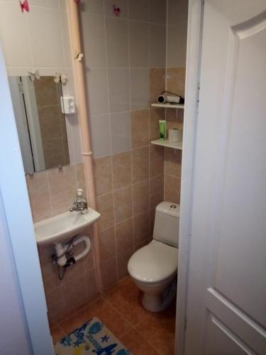 a bathroom with a toilet and a sink at Viestura apartamenti in Daugavpils