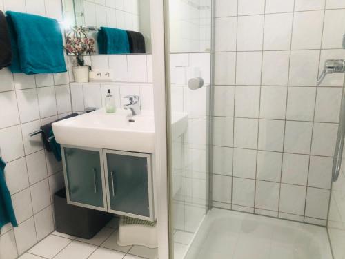 Ванна кімната в Ferienwohnung Creutzig