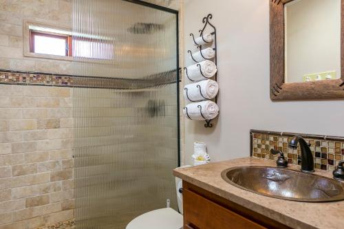 a bathroom with a sink and a shower at 358 Front Street in Avila Beach