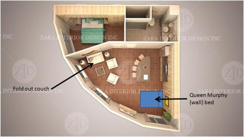 a rendering of a floor plan of a house at Around the Sea - Cana da's Rotating House, Suites & Tours in North Rustico