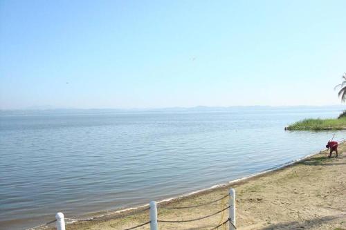 a horse standing on a beach near the water at Marina Diamante Planta Baja in Acapulco