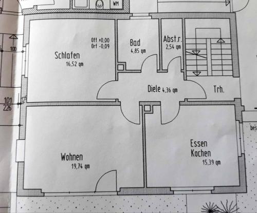 a drawing of a floor plan of a house at Ferienwohnung "Auszeit" in Hofheim in Unterfranken