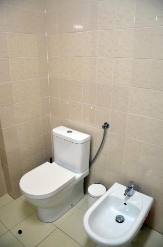 a bathroom with a toilet and a sink at Baleal Tower Bay Apartment in Ferrel