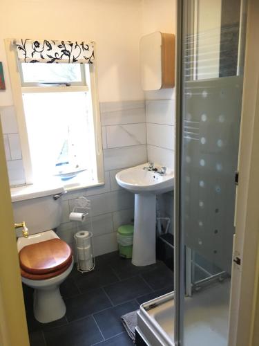een badkamer met een toilet en een wastafel bij The Ship Inn in Invergordon