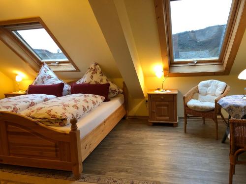 מיטה או מיטות בחדר ב-Gästehaus Mack