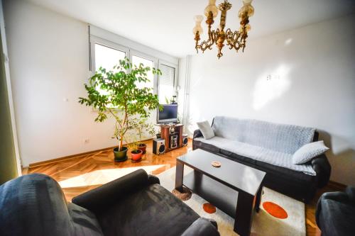 a living room with a couch and a table at Apartman Centar Lux in Pirot