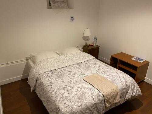 um quarto com uma cama e duas mesas de cabeceira em Lalanie em Savigny-sur-Orge