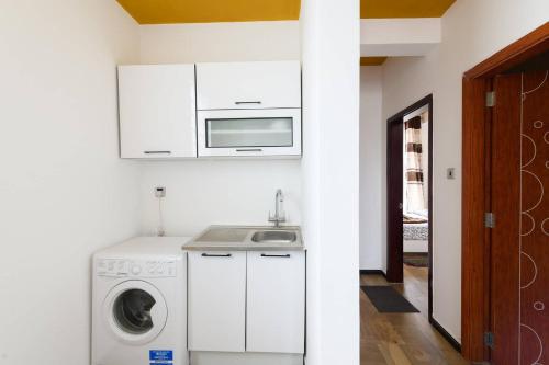 a kitchen with a washing machine and a sink at Amaze Residence luxury 2bedroom apartment 1 in Boralesgamuwa