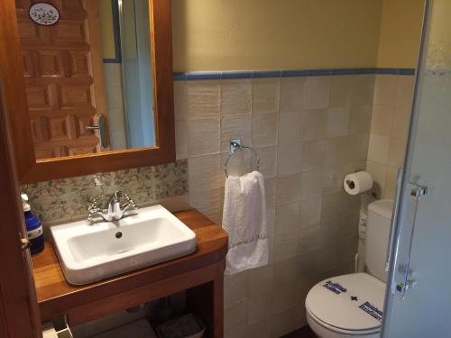 bagno con lavandino e servizi igienici di La casa de Martina a Pedraza-Segovia
