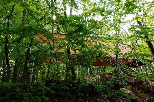 a house in the middle of a forest of trees at Treehouse Lika1 in Gospić