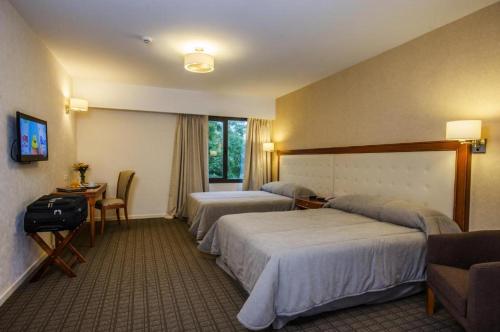 Habitación de hotel con 2 camas y TV en Hotel Provincial en Sierra de la Ventana