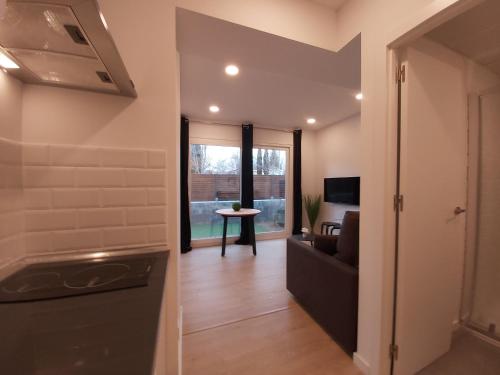 Televisyen dan/atau pusat hiburan di Acero y Piedra Apartamentos con jardín privado