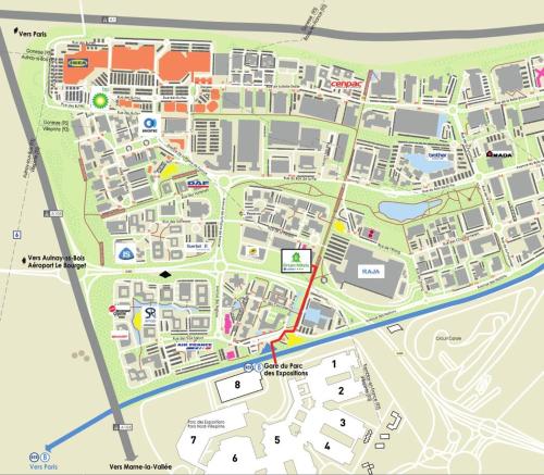 a generalized map of a city with a street at Greenhotels Roissy Parc des Expositions in Tremblay En France