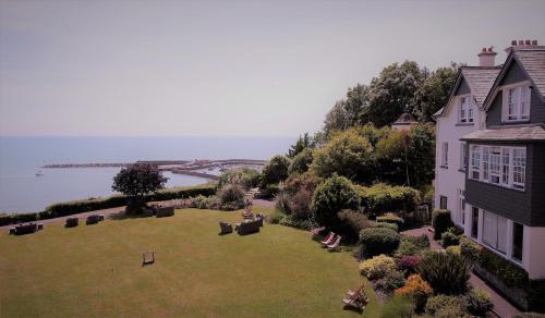 an aerial view of a house and a yard at Alexandra Hotel & Restaurant in Lyme Regis