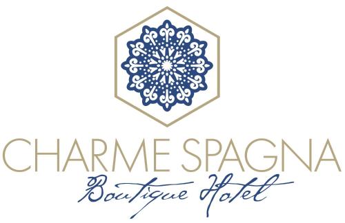 a logo for a dance studio with a blue and white mandala at Charme Spagna Boutique Hotel in Rome