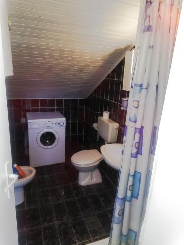 a small bathroom with a toilet and a sink at Apartmani Braca2 in Kotor