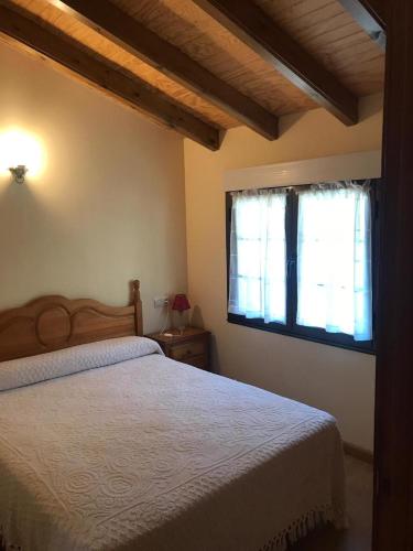 een slaapkamer met een bed en een raam bij El Pajar in San Ciprián