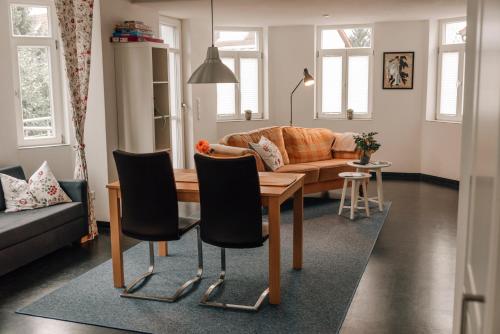 Χώρος καθιστικού στο Ferienwohnung am Federsee