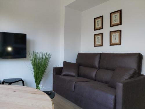 Televisyen dan/atau pusat hiburan di Acero y Piedra Apartamentos con jardín privado
