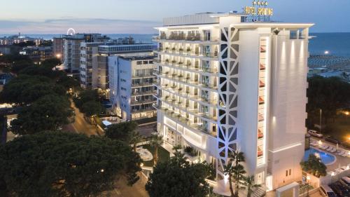 an aerial view of a large white building at Hotel Sporting in Rimini