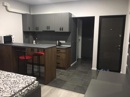 a small kitchen with a counter and a counter top at Centre in Uzhgorod in Uzhhorod