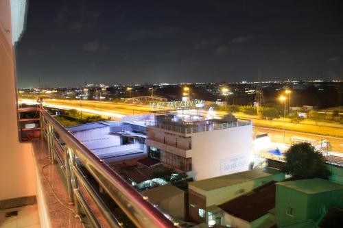 a view of a city at night with street lights at Hoa Phat Hotel & Apartment in Ho Chi Minh City