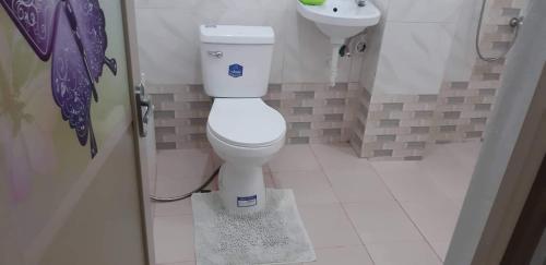 a bathroom with a toilet and a sink at CoombsGuestHouse in Siquijor