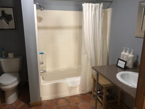een badkamer met een bad, een toilet en een wastafel bij Loft 4 - 1 of 5 downtown in Alpine
